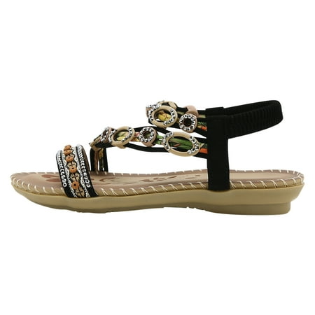 

Flat Sandals for Women Dressy Summer Cute Gladiator Slip on Sandal Comfortable Orthopedic T-strap Sandals Ladies Casual Ankle Elastic Bohemian Beach Shoes
