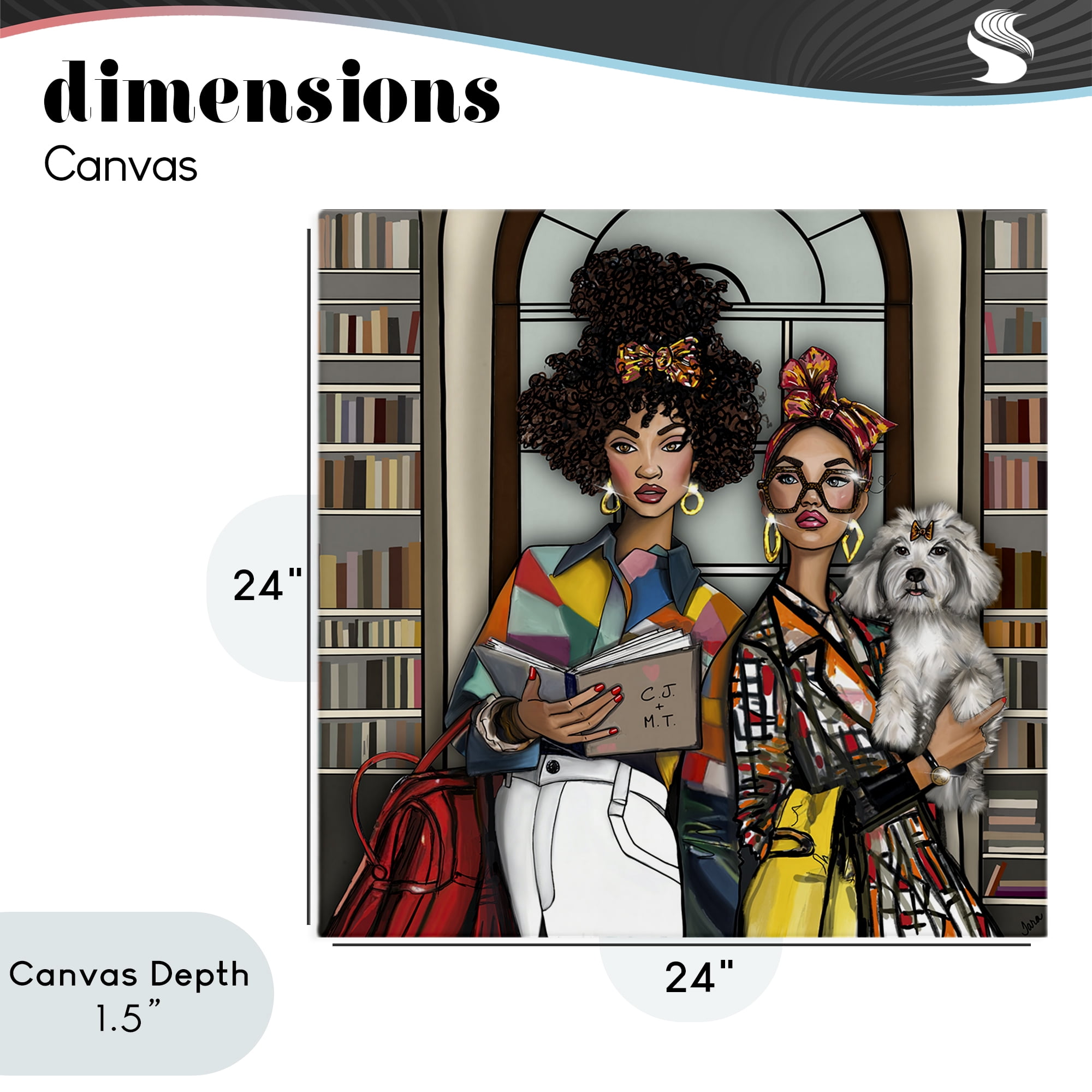 Stupell Industries Bookish Girls at Library Canvas Wall Art, design by Tara Boone