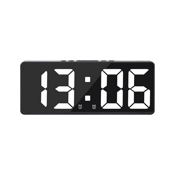 Pisexur - Reloj despertador digital para hombre, LED, pantalla digital grande, moderno, totalmente funcional, para escritorio, mesita de noche, estudio, cocina, marco negro, electrónica para niños, o