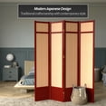 thumbnail image 2 of Red Lantern 7 ft. Tall Jute Shoji Screen - 4 Panel - Rosewood, 2 of 6