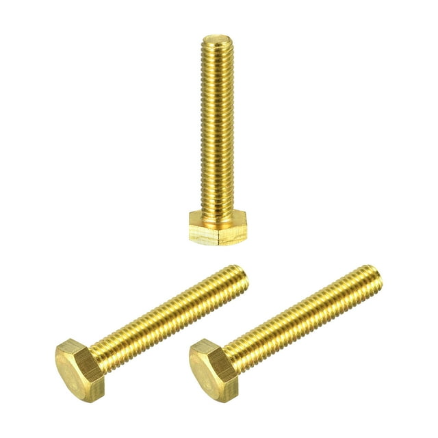 Unique Bargains Brass Hex Bolts, M8x45mm 3 Pack Fully Thread Grade 4.8 Machine Screws