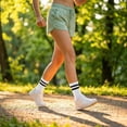 thumbnail image 5 of 6 Pairs Crew Socks for Women Striped Cotton Causal Arch Support Soft Breathable Socks 5-10, 5 of 6