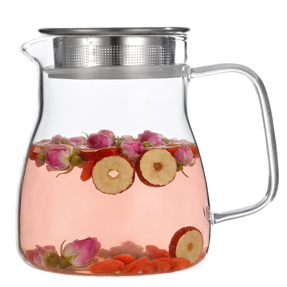 Borosilicate Glass Teapot, 16.9 oz Tea Kettle with Stainless Steel Filter Lid & Handle, Stovetop Safe, Clear Teapot for Blooming and Loose Leaf Tea, Ideal for Kitchen, Office & Daily Brewing