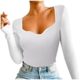 thumbnail image 1 of Gibobby Sueter para mujer invierno casual Suéter de punto con cuello en V de color sólido para mujer Suéter de cuello con fondo(Blanco,CH), 1 of 5