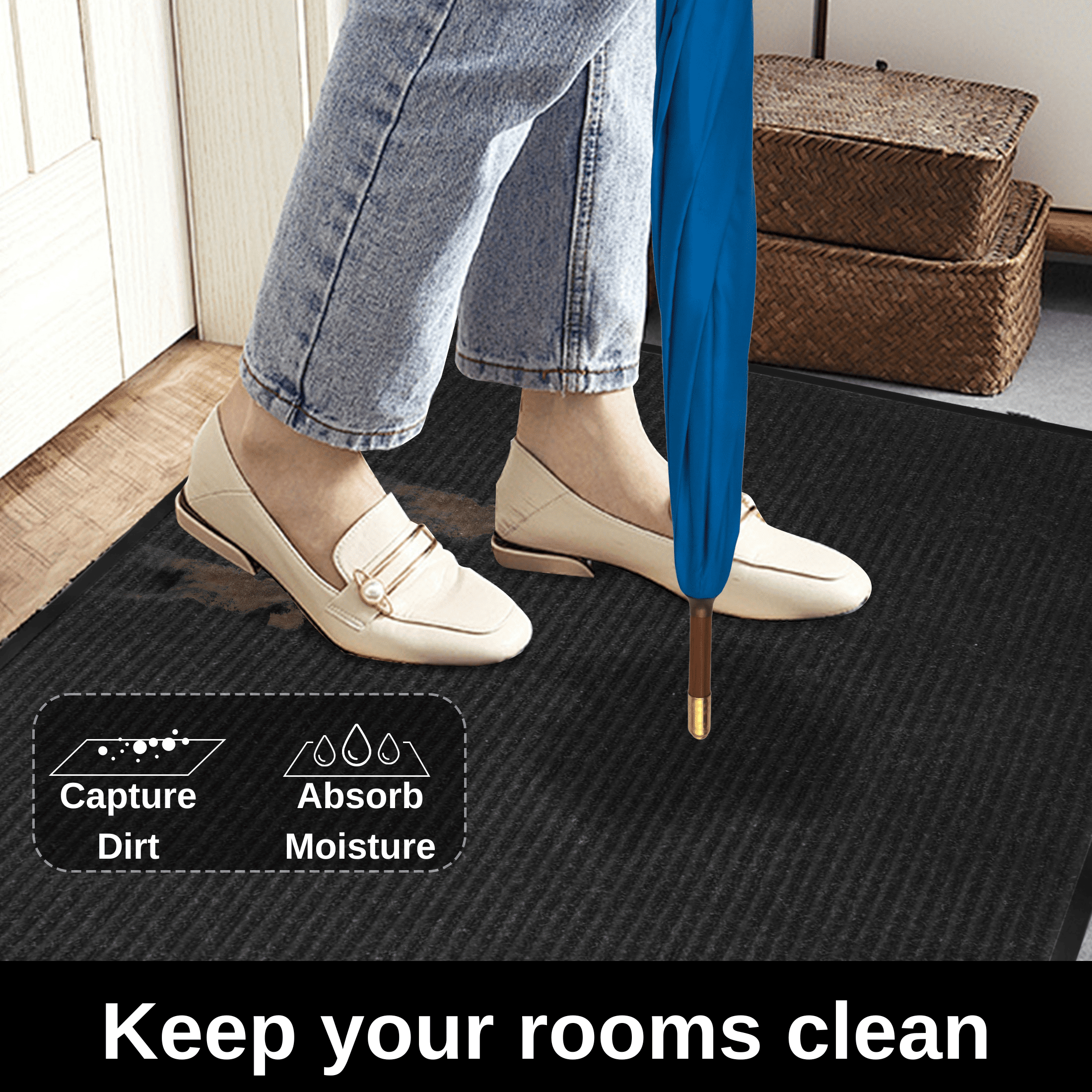 WANLISELL Indoor Outdoor Doormats, Commercial Non Slip Front Door Mat, Entryway Rug for High Traffic Areas, 3' x 5'