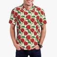 thumbnail image 3 of Balery Rose Flowers Printed Men’s Short Sleeve Polo Shirt, Midweight Men's Shirt,Golf Polo shirts -Large, 3 of 9