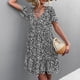 thumbnail image 2 of Vestido con dobladillo con volantes,Vestido con cuello en V y estampado floral Vestido floral diseñado para durar, 2 of 6