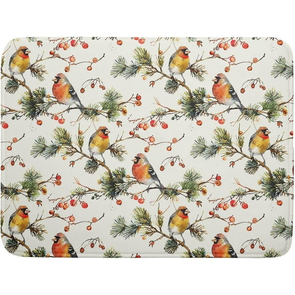 Vintage Birds Dish Drying Mat for Kitchen Counter 18x24 Watercolor Branch Dish Drying Pad Absorbent Reversible Microfiber Protector Dish Drainer Rack Mat Kitchen Accessories for Sink Countertops