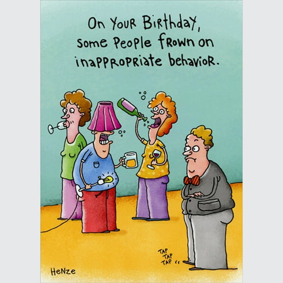 Oatmeal Studios Party Guest Frowns on Inappropriate Behavior Funny / Humorous Birthday Card