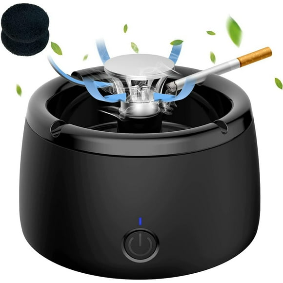 Smokeless Home Ashtray, Rechargeable Ashtray for Car Indoor Outdoor Home Office (Black)
