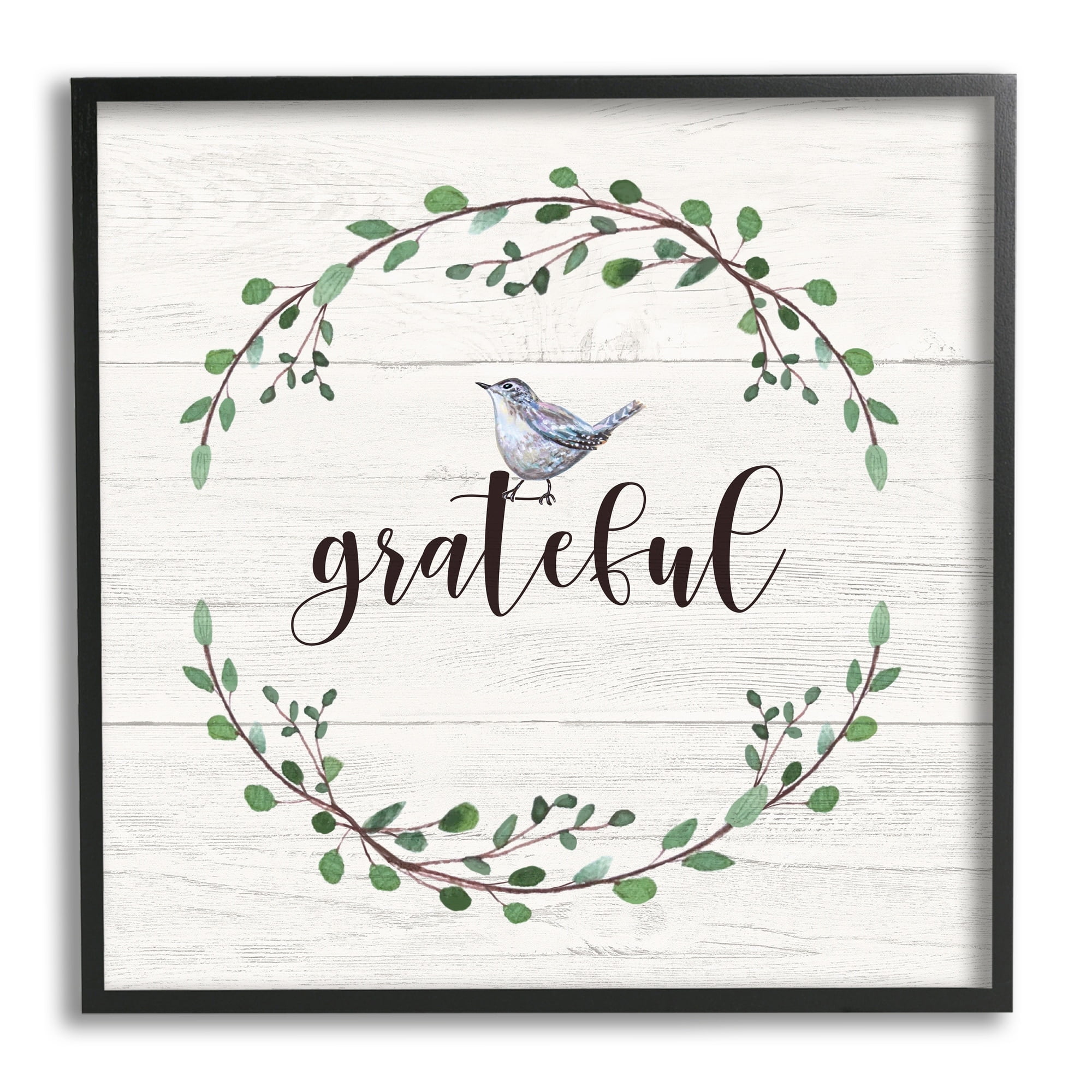 Stupell Industries Grateful Bird Crown Laurel Twigs Foliage Country Pattern,24 x 24, Design by Elizabeth Tyndall