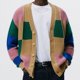 thumbnail image 1 of Mens Casual Colorblock V-Neck Cardigan Sweater Long Sleeve Button Down Overcoat, 1 of 8