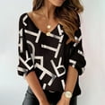 thumbnail image 2 of IROINNID Deals Plus Size Shirts for Women Comfy Print Long Sleeve V-neck Blouse Pullover Tunic Tops Shirt,White, 2 of 6