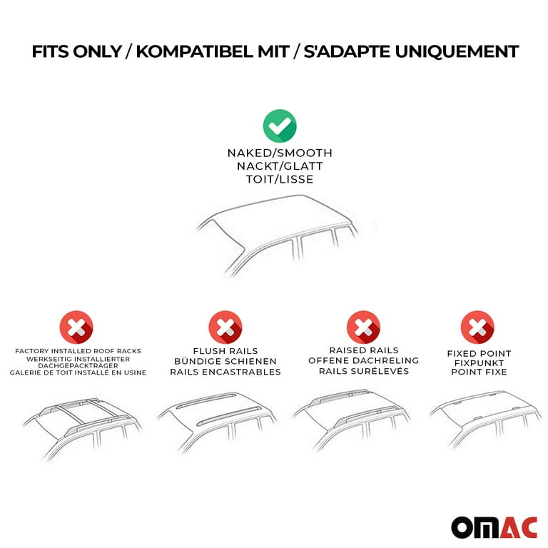 2015-2021 VW Golf Roof Rack Bars, Free Shipping