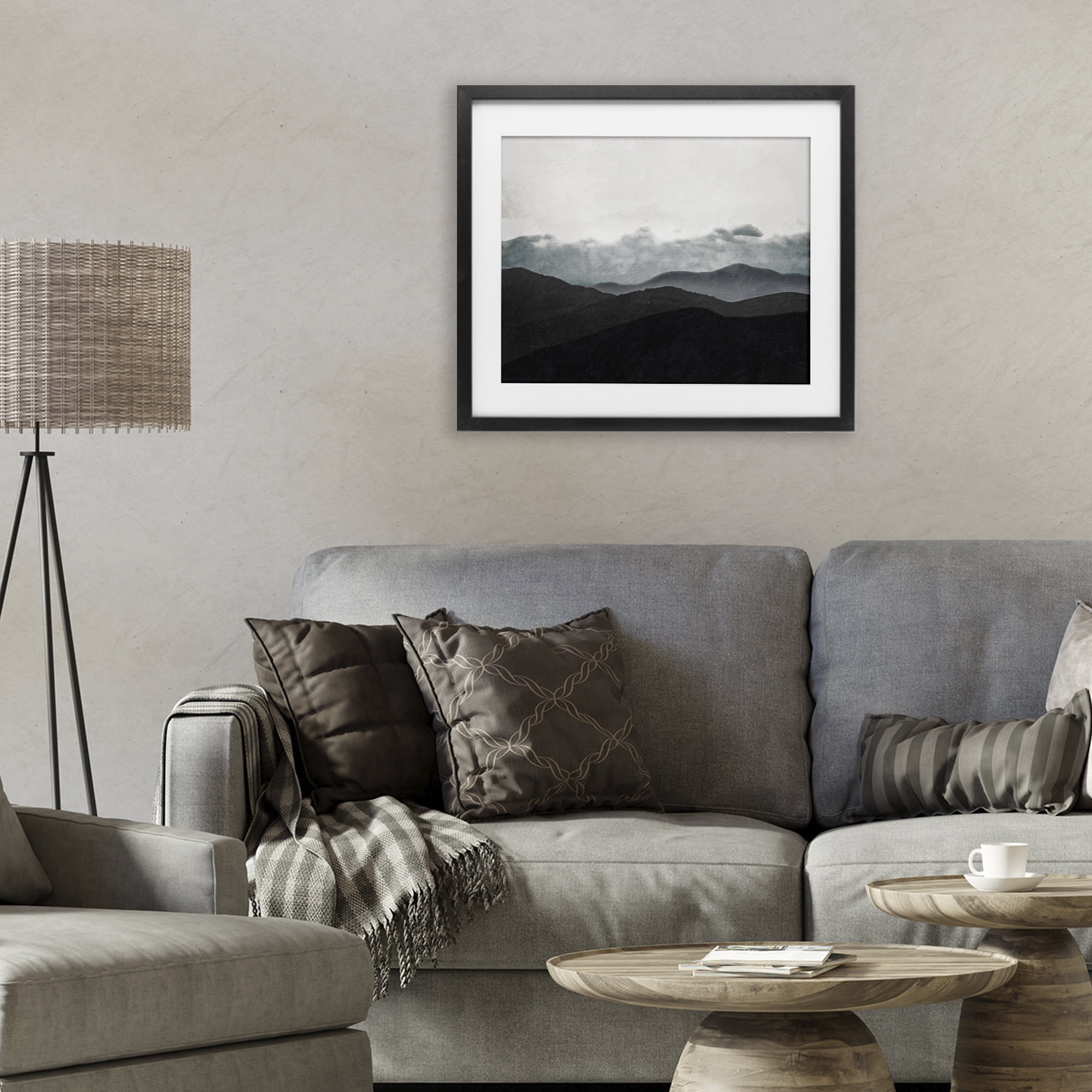 Stupell Industries Layered Foggy Hills Black Framed Print Under Glass, design by Elizabeth Medley