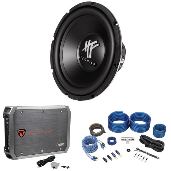 Hifonics HFX12D4 12" 800 Watt Dual 4-Ohm Car Subwoofer Mono Amplifier Amp Kit
