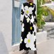 thumbnail image 2 of Vestido largo retro pop de flores pequeñas en blanco, negro y amarillo de los años 60 Ropa de mujer vestidos vestidos de playa, 2 of 4