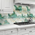 thumbnail image 4 of DEWOO 10pcs Peel and Stick Backsplash Wall Tile, Waterproof Peel and Stick Marble Wall Tiles, Self-Adhesive Panels for Bathroom, Kitchen, and Living Room (Green Gold Marble,12"×12"), 4 of 13