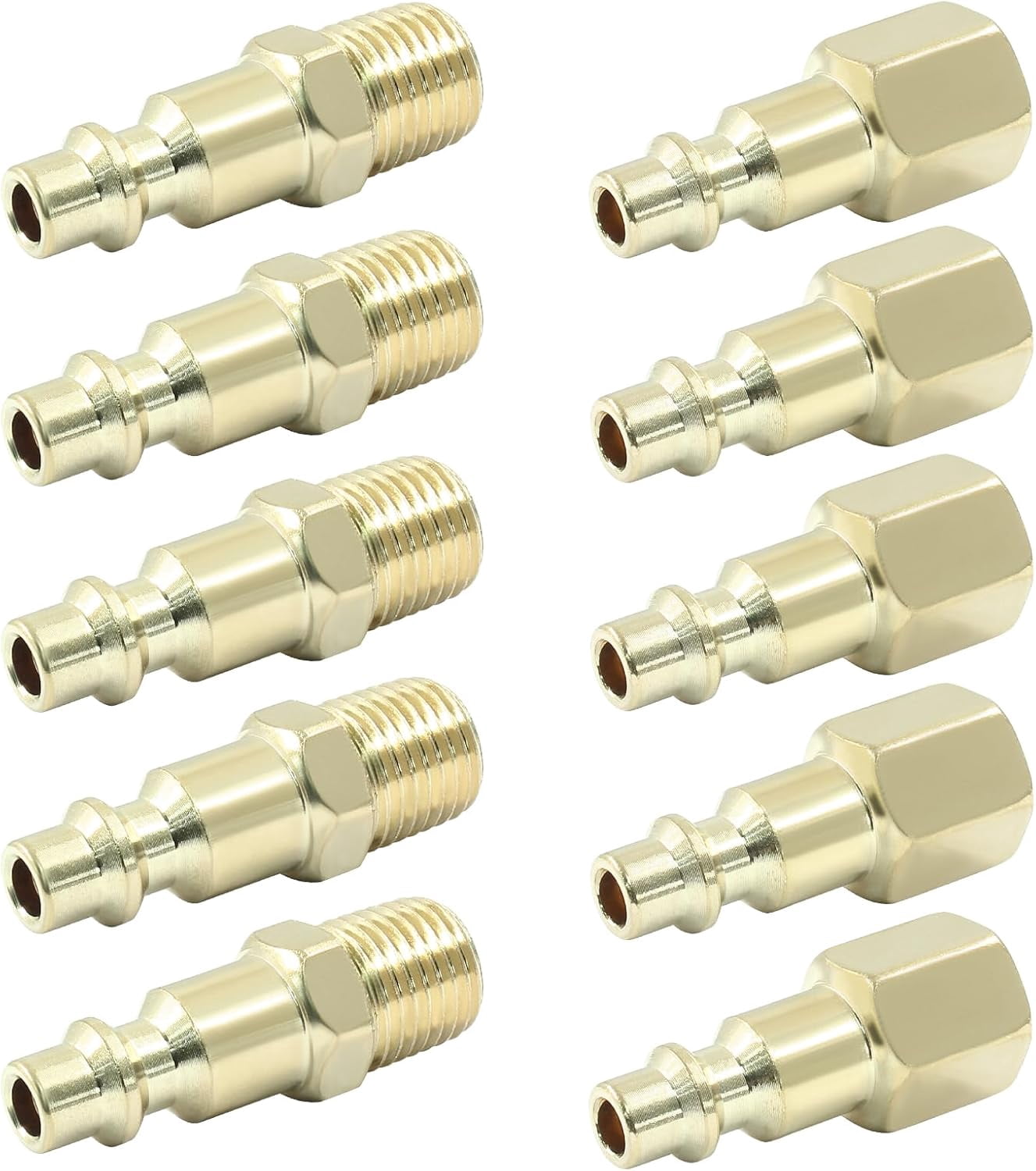 MKEUDQ-10 Pcs 1/4-Inch NPT Male & Female Air Hose Quick Connect Adapter - Air Compressor Fittings - Industrial Type D