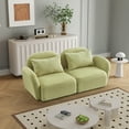 thumbnail image 3 of Modern Upholstered Loveseat with Pillows, Teddy Fabric 2-Seater Couch with Extra Deep Seats, Small Floor Lazy Sofa for Living Room Apartment Lounge, Light Green, 3 of 8