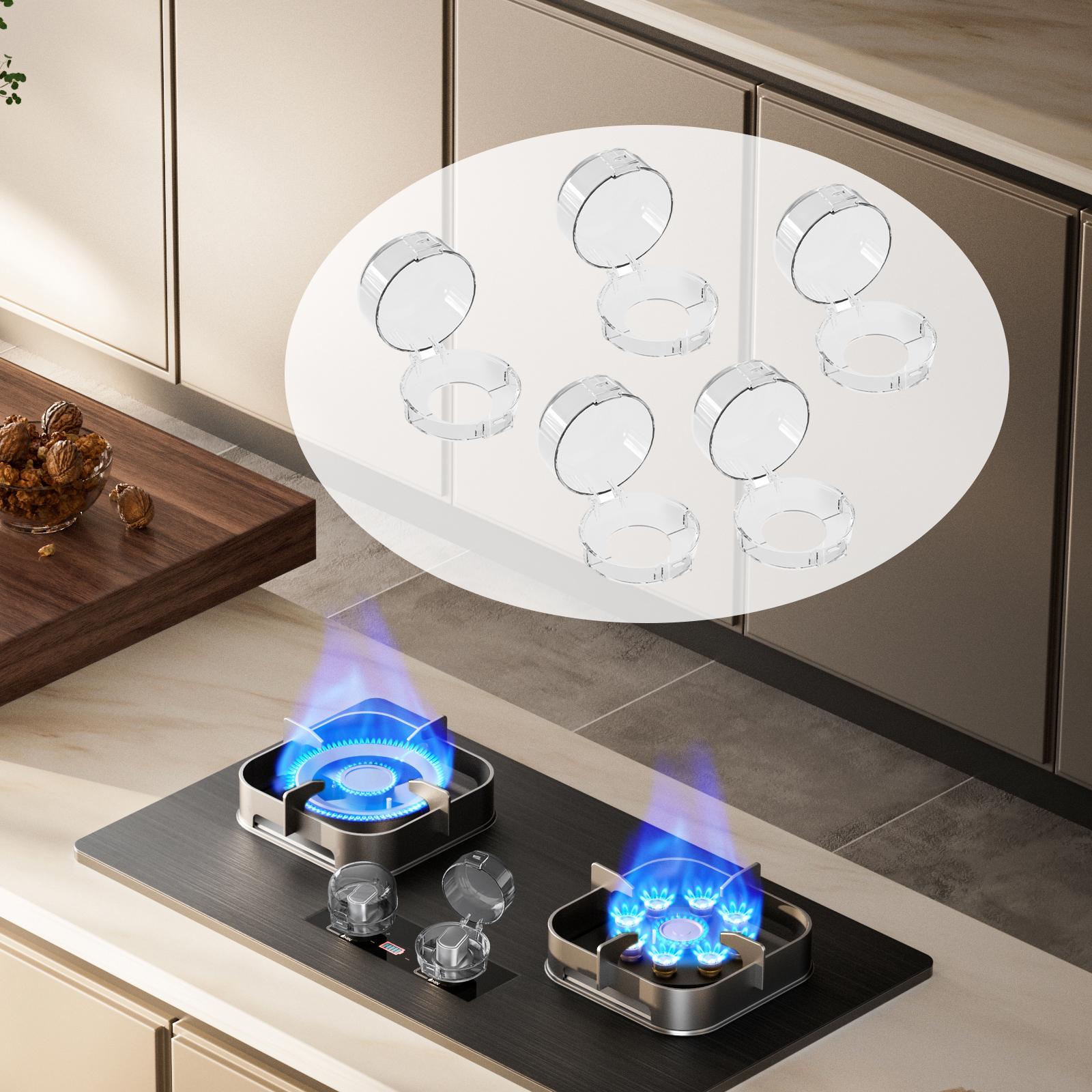 5 Pcs Gas Stove Knob Safety Covers Protective Caps Oven Locks No Tool Installation for Protecting Kids and Pets
