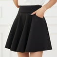 thumbnail image 7 of WERYOUNG Women's Skirts Solid Color High Waist Casual Layered Pleated Skirt With Pockets Club Party Soft Comfortable Skirts, 7 of 7