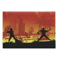 thumbnail image 1 of Teen Room Cutting Board, Men Playing Baseball in the Town City Park Tall Buildings Urban Scenery, Decorative Tempered Glass Cutting and Serving Board, Large Size, Red Yellow Black, by Ambesonne, 1 of 1