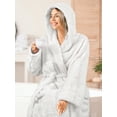 thumbnail image 5 of PAVILIA Women Hooded Plush Soft Robe | Fluffy Warm Fleece Sherpa Shaggy Bathrobe (S/M, White), 5 of 7