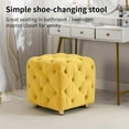 thumbnail image 4 of LEHZROAJ Button Tufted Velvet Vanity Stool with Metal Legs, Modern Makeup Ottoman, Upholstered Foot Rest Footstool for Living Room Bedroom（Yellow）, 4 of 10