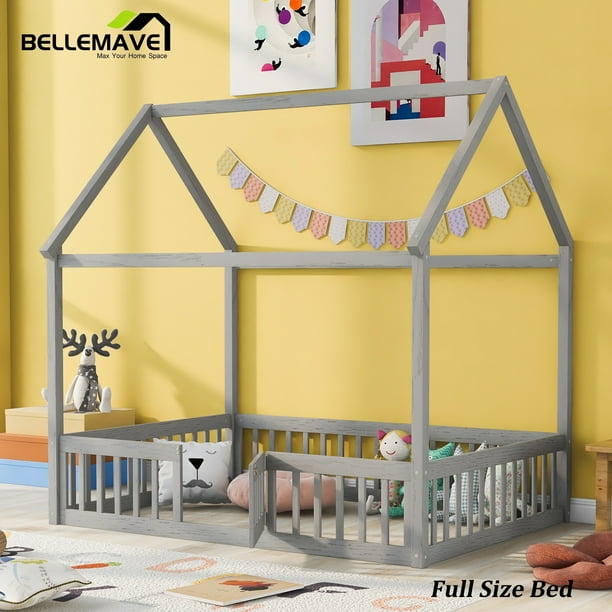 Montessori Bed/Full Size House Floor Bed for Toddlers, Kids Girls, Boys