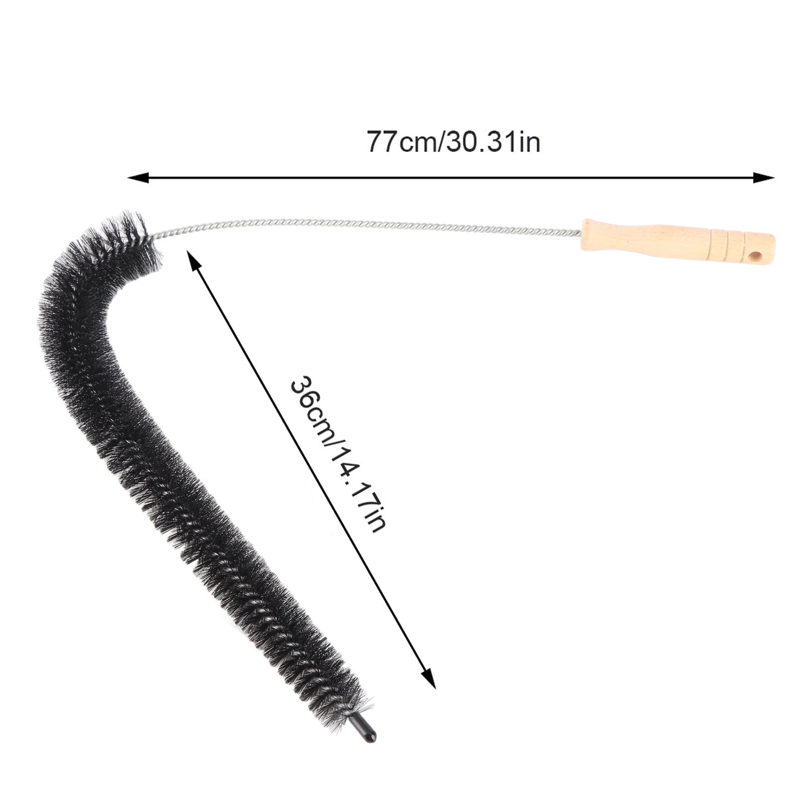 LAZIOEGR Clothes Dryer Vent Brush Long Flexible Rod Cleaning Tool for Dirt Dust Lint Blockage Removal in Washing Machines & Exhaust Ports (30.31 inches / 77 cm) - Wood & Aluminum Handle