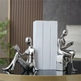 thumbnail image 4 of Modern Abstract Bookshelves Sculptures Statues for Living Room or Study Electroplated Ceramic Reading Figurines, 4 of 8