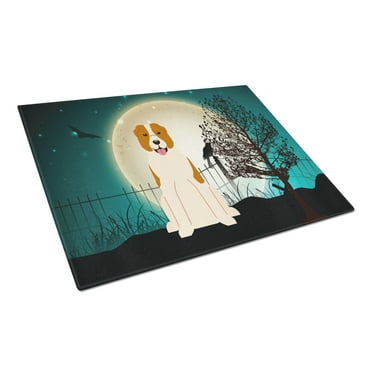 Halloween Scary Central Asian Shepherd Dog Glass Cutting Board Large