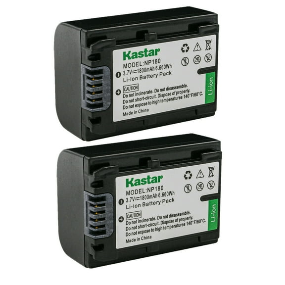 Kastar 2-Pack 3.7V 1800mAh Battery Pack Replacement for Ordro NP-180 NP180 Battery, ORDRO HDR-AE8 UHD 1080P 60FPS DV Camera IR Night Vision Camera