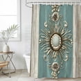 thumbnail image 6 of Vintage Teal Art Shower Curtain Set - Standard 72" x 72" Washable Bathtub Curtain with 12 Hooks, Retro Abstract Art Waterproof Fabric Stall Shower Curtains for Bathroom/Bathtub Décor, 6 of 6