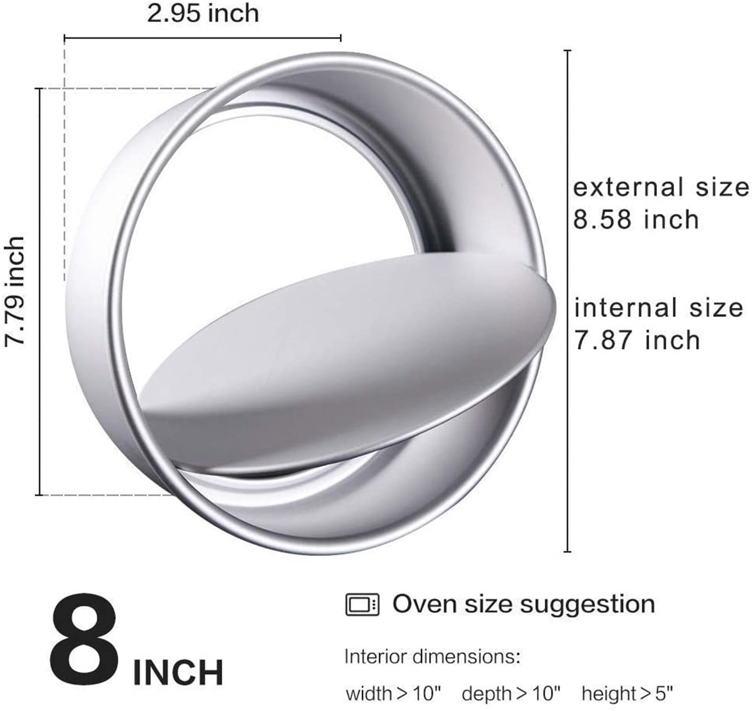 Kepooman Kitchen Non-stick Aluminum Round Cheesecake Mold with Removable Bottom, Set of 2, Silver Kepooman Kitchen Non-stick Aluminum Round Cheesecake Mold with Removable Bottom, Set of 2, Silver