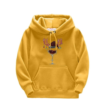 

LIhncine Girls & Boys Hoodies Toddler Kids Girls Boys Christmas Red Glass Prints Drawstring Pullover Hooded Comfortable Tops Loose Long Sleeve Blouse With Pocket Sweatshirt Girls Boys Sweatshirts