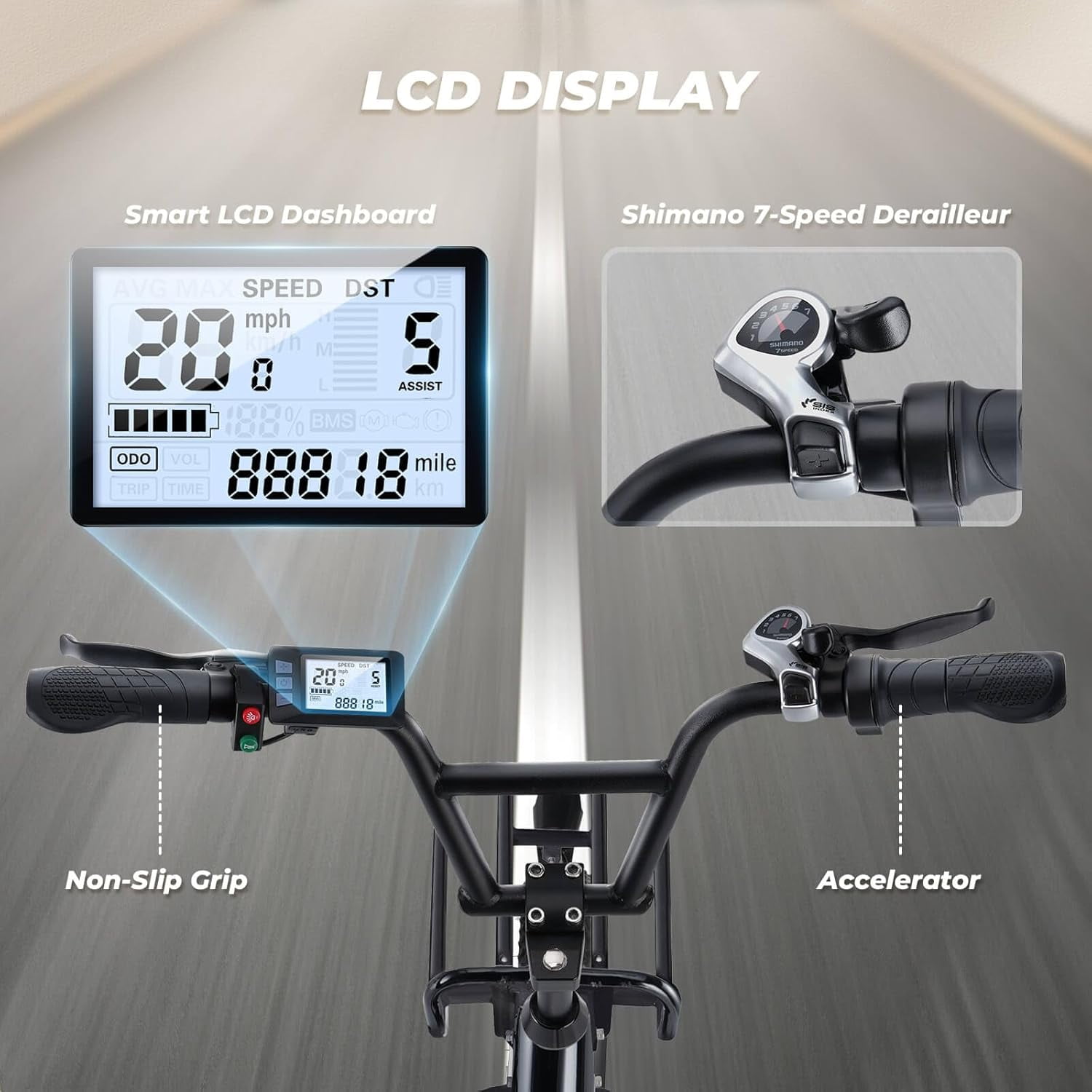 500W Electric Bike for Adults with Dual Cargo Rack,48V Removable Battery,20MPH Step-Thru Frame,7-Speed Gears,20"x3" Fat Tire E-Bike,60+ Miles Range,White