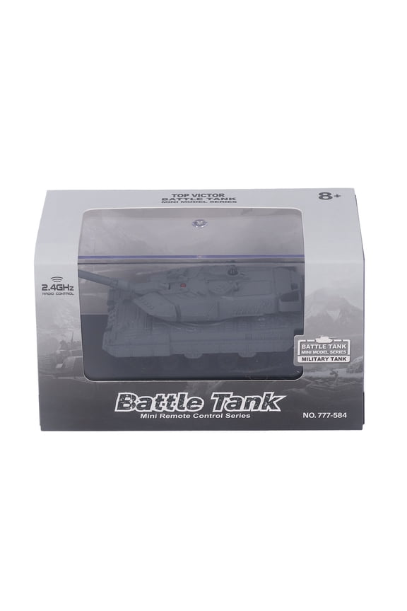 2.4G Remote Control Tank Toy 360 Degree Rotation USB Rechargeable Simulation Electric RC Tank Toy with Transparent Display Box