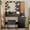 Black-39.4x15.6x55.2 in, variant on Walnut 39.4x15.6x55.3 in Makeup Vanity Desk with Mirror and Lights and 5 Drawers