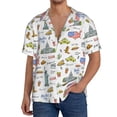 thumbnail image 7 of Lsque America Landmarks print Men's Cuban Collar Short Sleeve Shirt Summer Beachwear Casual Button Down Fashionable Vacation Leisure Shirt-Small, 7 of 7