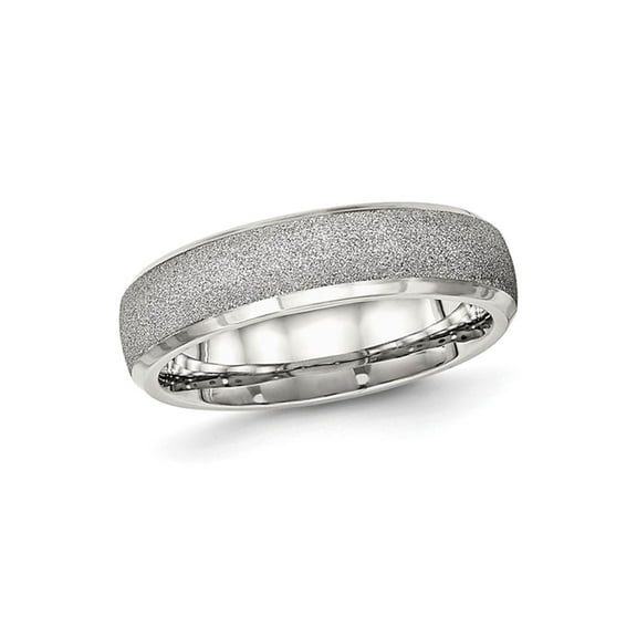 Gem & Harmony Mens or Ladies Stainless Steel 6mm Polished Laser Cut Band Ring for Men