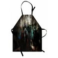 thumbnail image 1 of Fantasy World Apron Cybernetics Figures Deep in Forest Futuristic Artificial Evil Fighters Theme, Unisex Kitchen Bib Apron with Adjustable Neck for Cooking Baking Gardening, Blue Red, by Ambesonne, 1 of 3