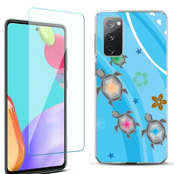 Slim-Fit Protective Phone Case for Samsung Galaxy S20 FE 5G Fan Edition, with Tempered Glass Screen Protector, by OneToughShield ® - Happy Turtle