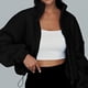 thumbnail image 4 of Abrigo Chaqueta de moda con cuello alto, chaqueta cálida de Color sólido para mujer, traje diario de corte holgado Ygjytge Negro T S para Mujer, 4 of 7