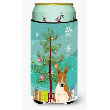 

Merry Christmas Tree Bull Terrier Red & White Tall Boy Beverage Insulator Hugger