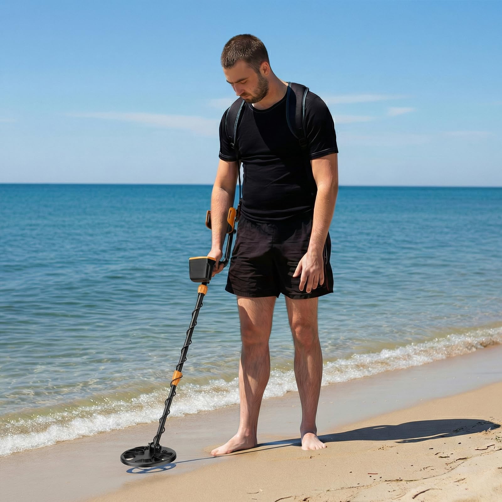 QinaQin Metal Detector,Waterproof Metal Detectors with High Accuracy Lightweight 8'' Waterproof Search Coil,LCD Display,Adjustable Length,Orange