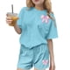 thumbnail image 2 of Conjuntos de blusas y camisas de cuello redondo y manga corta para niños, conjunto de dos piezas de top y pantalones cortos de manga corta con cuello redondo y manga corta para niños, top de poliéster, 2 of 6