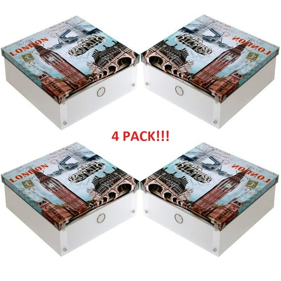 PACK 4 Caja organizadora de plástico con imagen de LONDON Tutti-Home TUTTI-HOME Azul