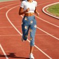 thumbnail image 5 of Edvintorg Capris for Women Fashion Printed High Waisted Casual Athletic Yoga Legging Stretch Slim Fit Cropped Pant with Pockets Plus Size Women Clothes Blue M, 5 of 8